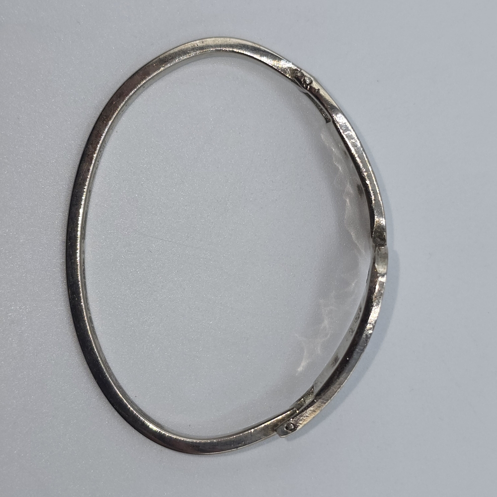 Taxco Mexico Abalone Inlay Hinged Bangle Bracelet Silver Tone, 6-1/2" - Picture 8 of 10
